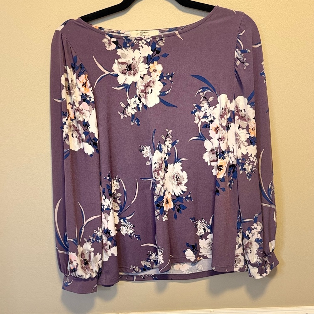 Beacon Purple Floral‎ Long Sleeve Blouse